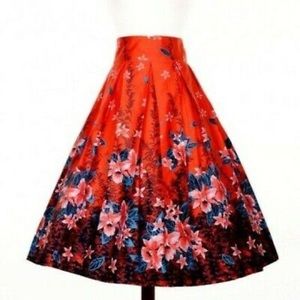 NWT Deadly Dames PinUp Tiki 1950s Floral Skirt MED